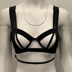 BNWT BlueBella Bree Black Strappy Bra Open Cup 30DD